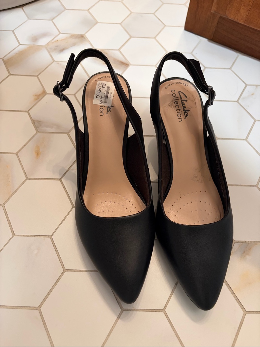 Clarks womens Slingback point Kitten Heel Pumps Kataleyna leather new 3” 8.5 - Picture 13 of 14